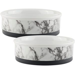 NIB!! Bone Dry Pet Bowl Collection Ceramic Set, Medium, Marble, 2 Count